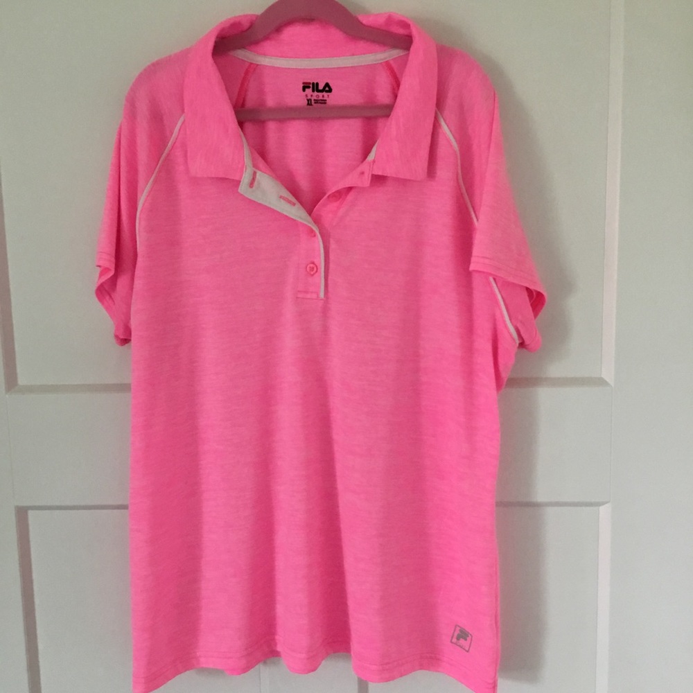 FILA SPORT PINK POLO SHIRT Ladies 100% Polyester Golf/Tennis